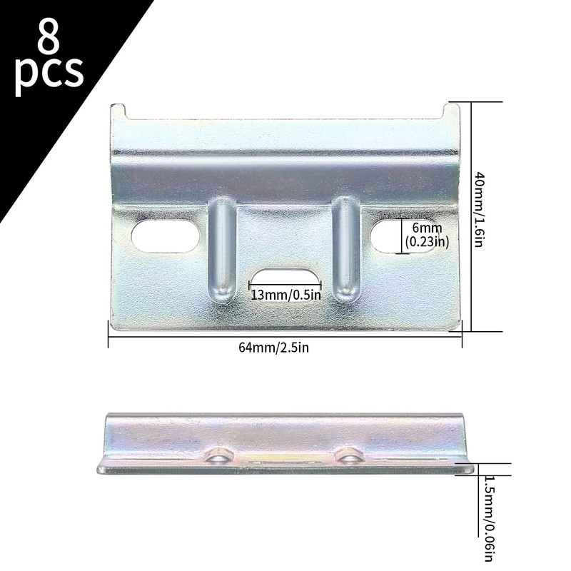 Pack of 8 Hanging Rail Support Plate Wall Bracket Metal