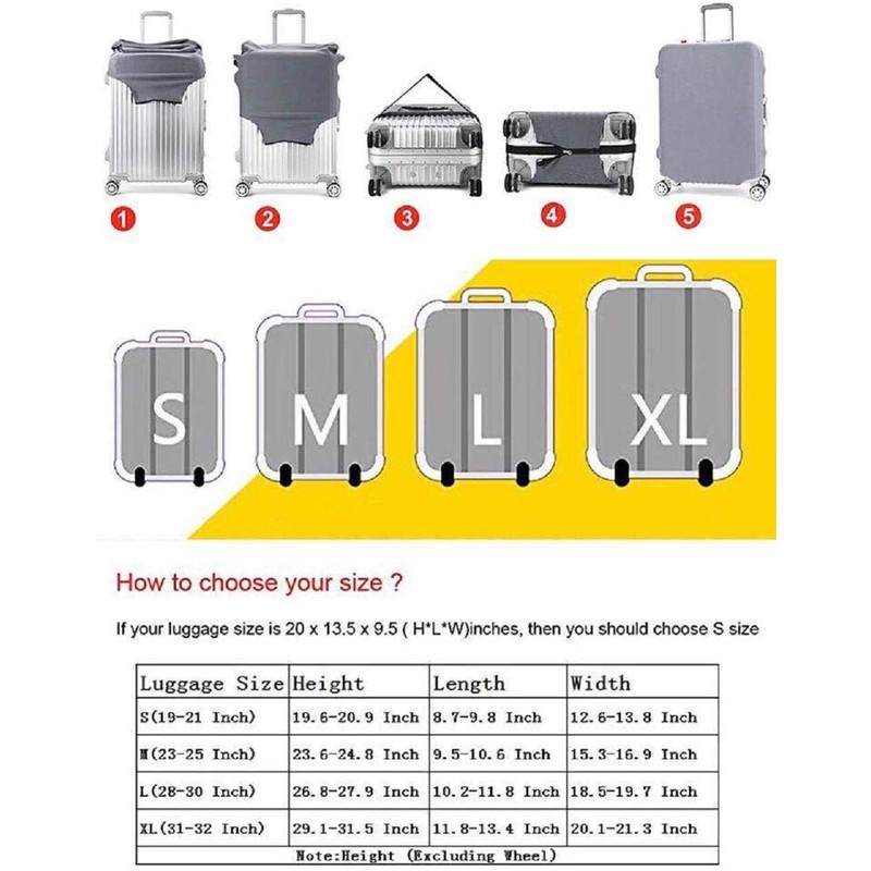 Suitcase Protective Cover, 7 Mi Elastic Suitcase Protective Luggage Cover