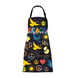 FUSTMW Peace Apron for Men Women with Pockets Peace Sign Gifts Peace Dove Gift Apron Peace and Love Gifts Kitchen Apron (Peace Apron)
