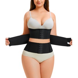 Nebility Waist Trainer for Women Tummy Control Shapewear Segmented Body Shaper Workout Girdle Cincher Postpartum Recovery Belt (XXX-Large, Black)