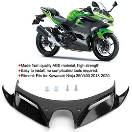 Motorcycle Front Fairing, Front Fairing Aerodynamic Windshield Wing Cover Fits for Ninja 250/400 2018-2020 (Black)