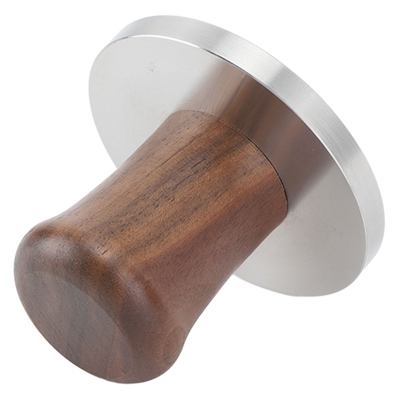 Wood Handle Coffee Tamper Stainless Steel Press Detachable Flat Base