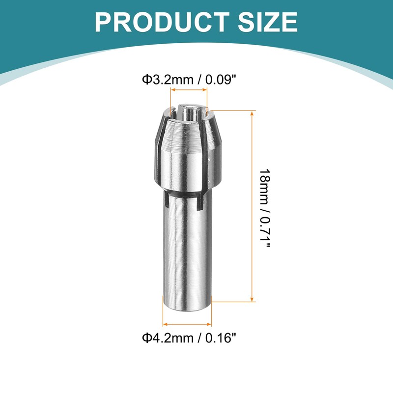 sourcing map 50pcs 3.2mm Drill Chucks Collet Bit 18mm Length