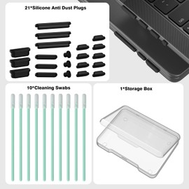 21PCS Anti Dust Dirt Plug Port Cover Compatible 2026-2021 MacBook Pro 14" 16" inch M5 M4 M3 M2 M1 Pro/Max A3426/A3428/A3434/A3112/A3185 Silicone Anti Dirt Protective Cover Accessories, Black