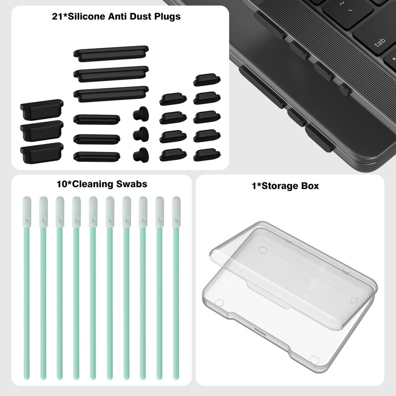 21PCS Anti Dust Dirt Plug Port Cover Compatible 2026-2021 MacBook