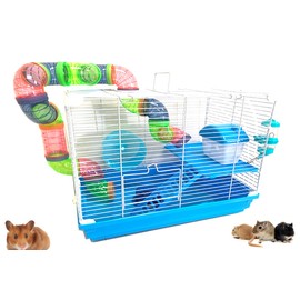 New 2/3/5-Levels Hamster Habitat Rodent Gerbil Mouse Mice Rats Animal Critter Cage (White/Blue)