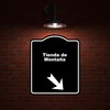 Tienda de Montaña Spanish Black Sign Arrow Down Right Aluminum