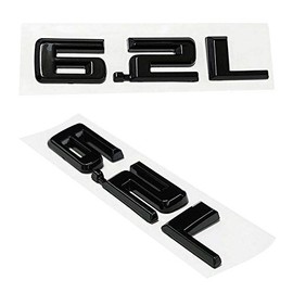 2pcs 6.2L Emblems 3D Hood Badge Logo Compatible Replacement for Silverado 1500 2500HD (Glossy Black), 345Z171DU-1