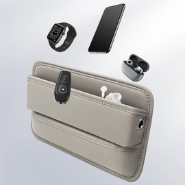 JLSDT Car Seat Gap Filler Storage Box For Small Items Premium Leather Organizer Inserts Between Car Seat And Console Space (grey)