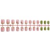 French False Nails Short - 24Pcs Pink Green French Tip