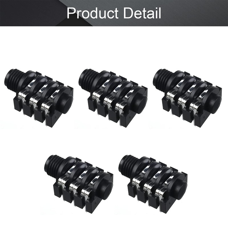 Fielect 2Pcs PCB Mount 6.35mm 6 Pin Socket Headphone Stereo