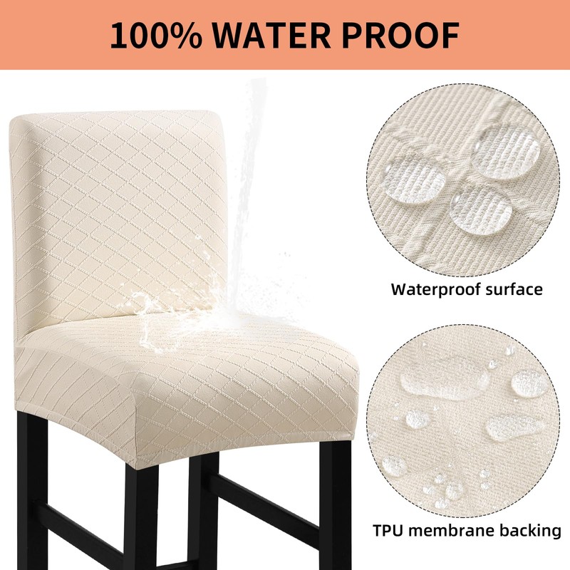 Fuloon Waterproof Bar Stool Covers, High Elastic Fit Removable Washable