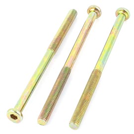 uxcell M8 x 130mm Threaded Hex Socket Head Cap Screws Bolts Bronze Tone 3 Pcs