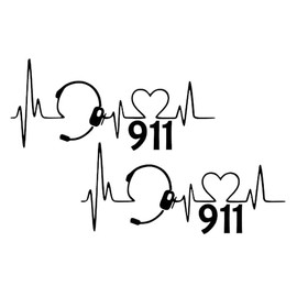 2 Pack - 911 Dispatcher | Decal Vinyl Sticker Graphics for Car Truck SUV Van Window Laptop Tumbler| 5.5" Width by 2.4" Height HOM0072.070M Matte Black
