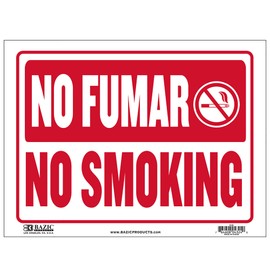 BAZIC BAZIC No Fumar Sign 9"X12", Spanish No Smoking Plastic Vinyl Signs for Public Coffee Shops Restaurants Store, Waterproof Indoor Signage, 1-Pack