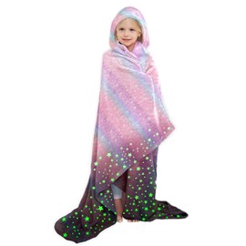 Shellspace Star Wearable Blanket Hoodie for Kids, 59x72 In Glow in The Dark Throw Blanket for Girls Boys,Best Christmas Birthday Easter Presents for Age 3-18 Year Old Child Teen Toddler Soft Throw