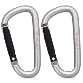 munkees Mosquetón en forma de D para llavero con hebilla de botella para senderismo, camping, Gris, Large