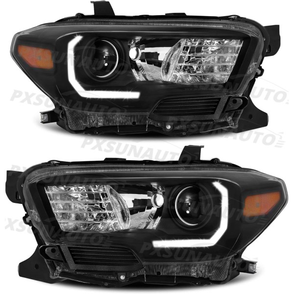 Unbranded Headlights Headlamp Black Housing W/ LED DRL For 2016-2022