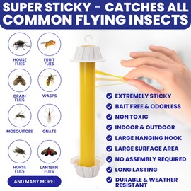 Fly Stick Sticky Fly Traps for Indoors Outdoor 6pk. Non-Toxic Super Sticky Hanging Flies Catcher Paper Tape Strips for Home. Catches All Bugs and gnats. Indoor Outdoor House Flying Insect Trap