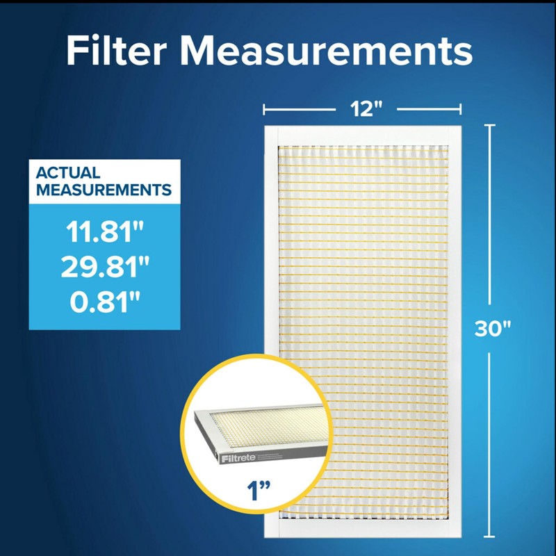 Filtrete 12x30x1 Air Filter, MPR 300, MERV 5, Clean Living