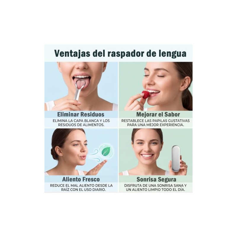 2pcs Set de 6 Limpiador de Lengua de Acero Inoxidable,con