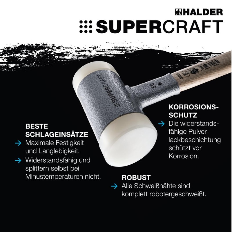 Supercraft 3366.225 Soft Hammer with Vibration-Absorbing Ergonomically Shaped and Painted