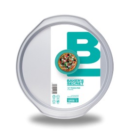 Baker's Secret Pizza Pans for Oven, Aluminized Steel Pizza Baking Pan, 2 Layers Non-stick Coating Easy Release, Dishwasher Safe - The Superb Collection (1x Pizza pan & Crisper set)