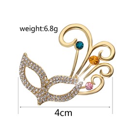 Fashion Fox Mask Brooch for Women Girls Dainty Cubic Zirconia Crystal Diamond Brooches and Pins Corsage Boutonniere Dress Accessories Jewelry Gifts for Wedding Bouquet
