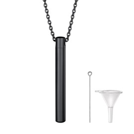 U7 Dog Cremation Cylinder Keepsake Pendant Necklace For Men Women Stainless Steel Black Chain Ashes Jewellery