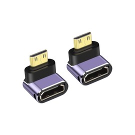 PNGKNYOCN 8K Mini HDMI to HDMI Adapter, Rectangular 48Gbps 2.1 Version Mini HDMI Male to HDMI Female Converter Adapter with LED Light, Support 8K @ 60Hz, 4K @ 120Hz HDR, eARC (2-Pack) (Down Bend)