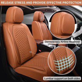 truckerset 2 Packs Car Seat Covers Leather Car Seat Covers Universal Seat Covers for Car, SUV,Truck (Brown)