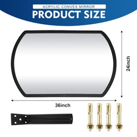 Geetery 1 Piece 36" X 24" Garage Convex Security Mirror Outdoor Indoor Round Rectangular Acrylic Traffic Corner Mirror Blindspot for Wall Parking with Protective Film for Driveway