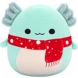 Squishmallows Original 7.5-Inch Richie the Teal Axolotl with Red Spotted Scarf