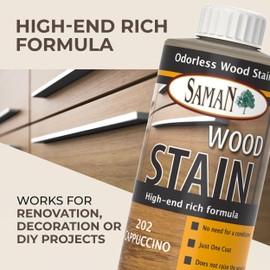 SamaN Interior Water Based Wood Stain - Natural Stain for Furniture, Moldings, Wood Paneling, Cabinets (Cappuccino TEW-202-12, 12 oz)