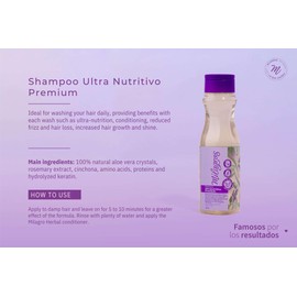 Shampoo Ultranutritivo Premium Milagros Colombian Hair Care Products for Natural Growth, Strengthening, and Repair Set of 1, 100% Natural and Original