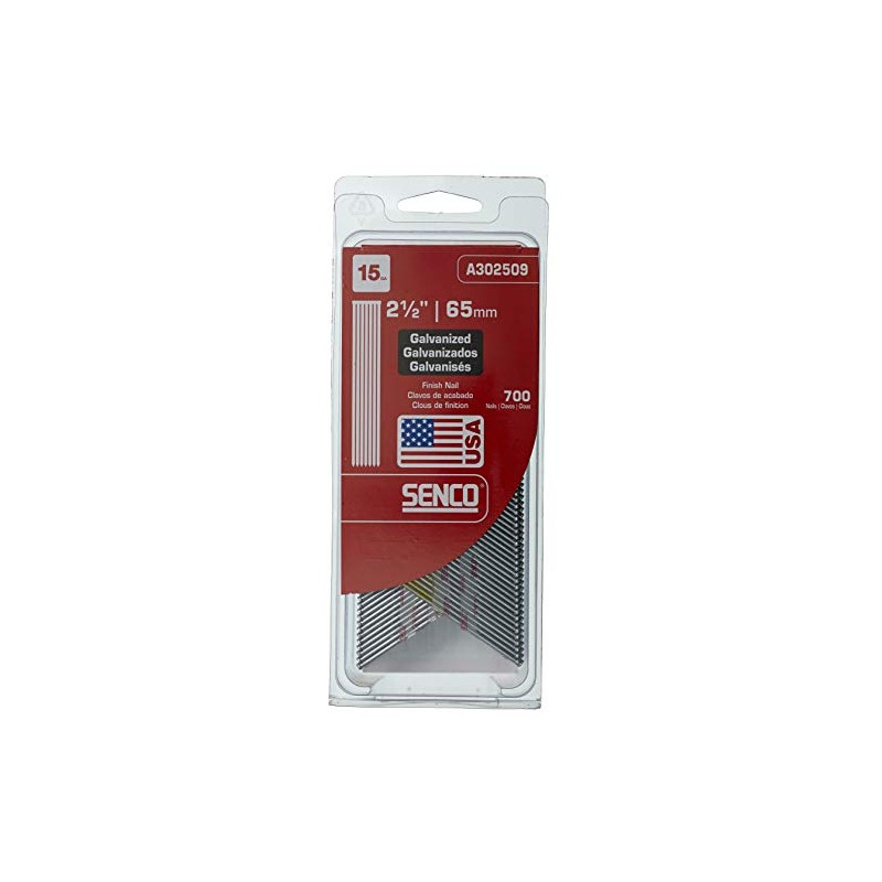 Senco A302509 15 Gauge by 2-1/2-Inch Electro Galvanized Finish Nail