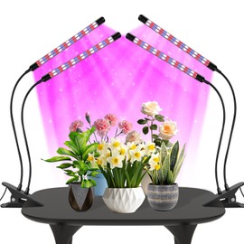 2Köpfe+2Köpfe Pflanzenlampe LED, Pflanzenlicht Vollspektrum, Pflanzenleuchte mit Zeitschaltuhr, 3 Farbmodi und 5 Stufen Dimmbar, Wachstumslampe für Innenpflanzen, Zimmerpflanzen (Rot+Blau)