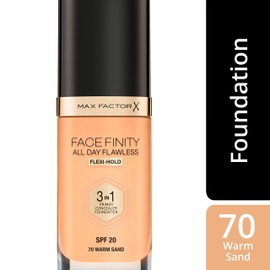 Max Factor Facefinity All Day Flawless Foundation in Warm Sand 70 - Primer, Concealer & Foundation in One Product - For an Ideal Frosted Finish - 1 x 30 ml