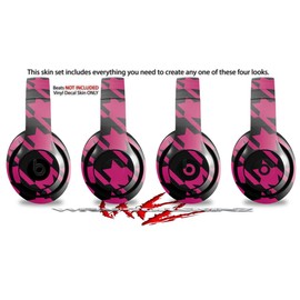 Skin Decal Wrap Works with Beats Studio 2 and 3 Wired and Wireless Headphones Houndstooth Hot Pink on Black Skin Only Headphones NOT Included