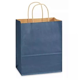 Kraft Navy Blue Kraft Tinted Paper Gift Shopping Bags 12 Pack CUB 8X4X10 Dozen