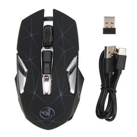 Wireless Mouse 2.4G Wireless Ergonomic Design 3 DPI Nonslip Roller USB Rechargeable Gaming Mouse for PC Laptop Computer Black