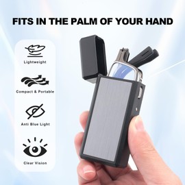 SKYOLUY Durable Ultra Thin and Lightweight Folding Reading Glasses for Men Women, Blue Light Blocking Compact Computer Foldable Readers, Pocket Portable Sturdy Frame With Case Black 1.75x