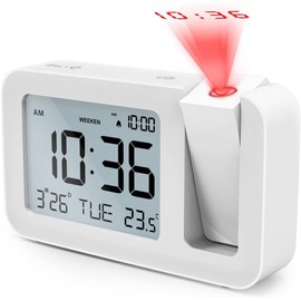 Projection Alarm Clock, TedGem Travel Alarm Clock, Digital Alarm Clock, Table Clock, 3.8 Inch LCD Display, Large Number, 4 Brightness, 9 Minutes Snooze, 2 Alarm Tones, for Bedroom, Office, Kitchen