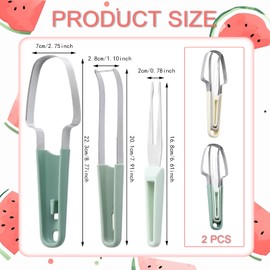 SANLIUSANJIU 2 Pieces Melon Slicer Fruit Slicer, Watermelon Fruit Cutting Fork, 3-in-1 Stainless Steel Fruit Slicer, Summer Watermelon Slicer Tool for Watermelon Dragon Fruit etc