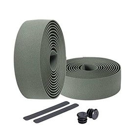 BBB Cycling Bike Handlebar Tape Road Bike I Foam Grip Bike Tape I Includes Handlebar Plugs I RaceRibbon BHT-01 Olive Green