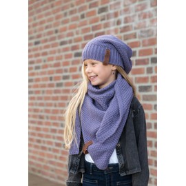 KNIT FACTORY - Coco hat - knitted winter hat with wool for men and women - slouch beanie - high quality, Purple,