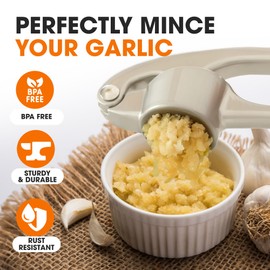 Cheer Collection Garlic Press Stainless Steel - Easy Squeeze Garlic Crusher Mincer Tool, Premium Kitchen Essentials for Home Cooks, Rustproof, Easy-Clean Kitchen Utensils & Accessories