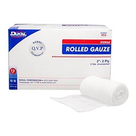 Dukal DUK 453 Rolled Gauze, Sterile, 2-Ply, 1/Pouch, 3" Width, 5 Yards Length (Pack of 12)