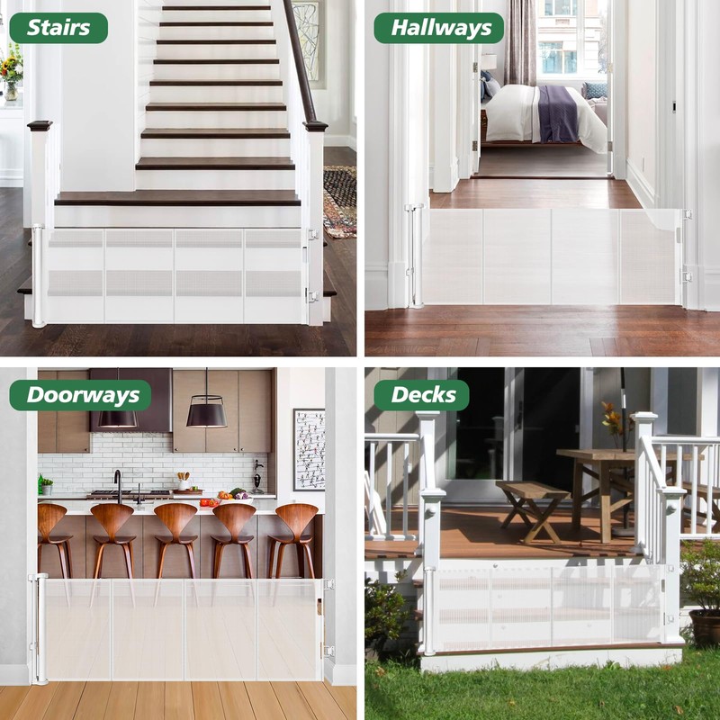 Reinforced 24 Inch Tall Retractable Baby Gates for Dogs, Short