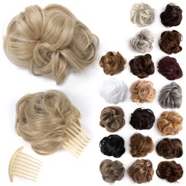 MADEMOISELLE Messy Hair Bun Hair Pieces Updo Ponytail Hair Extensions with Clip In Claw and Extra Comb for Secure Hold 100% Vegan Natural Real Human Feel For Women, Girls